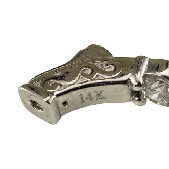 14 Karat White Gold Diamond Hoop Earrings #19519 - Picture 5 of 7